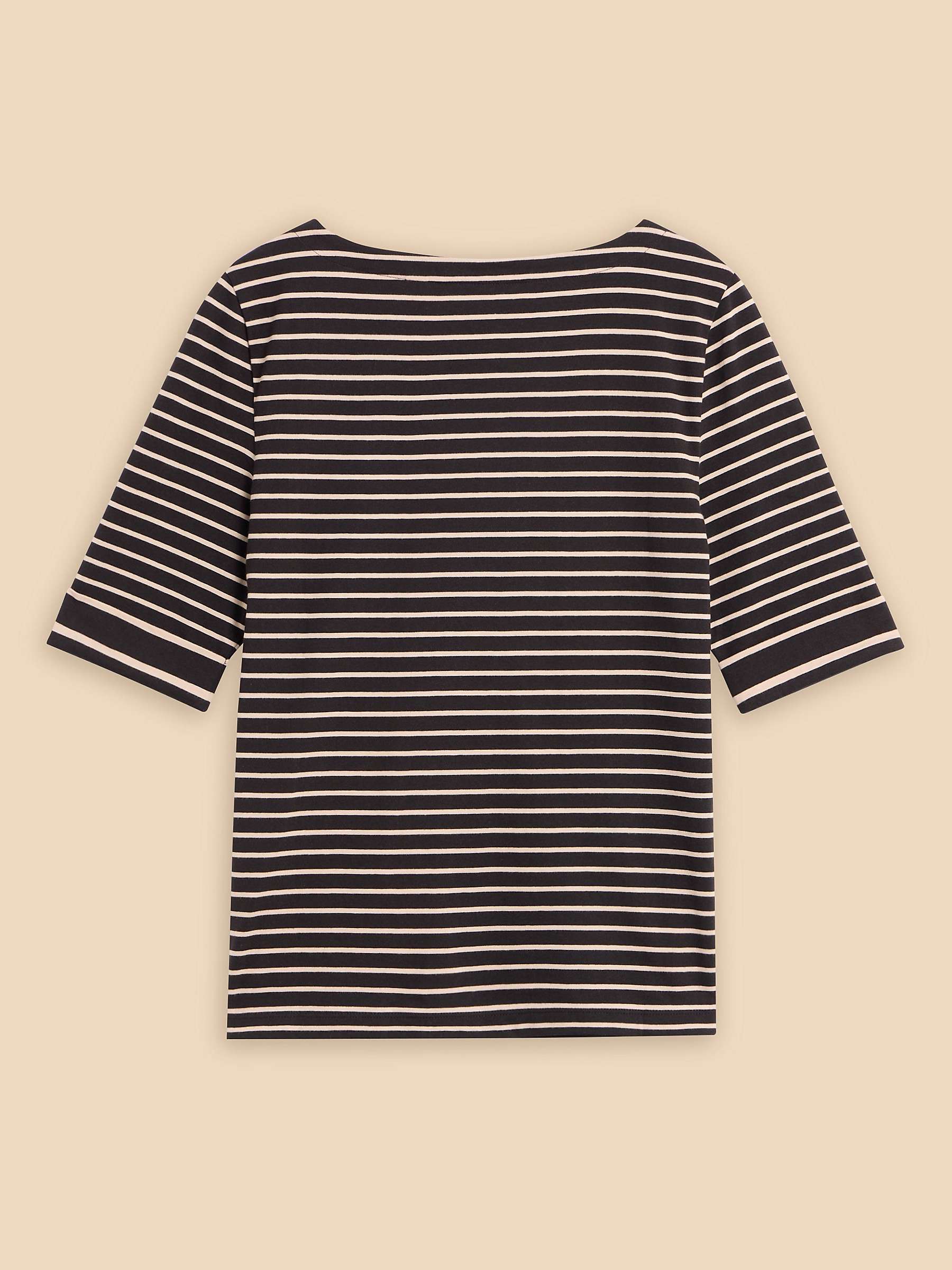 Buy White Stuff Sydney Boat Neck Stripe T-Shirt, Black/Multi Online at johnlewis.com