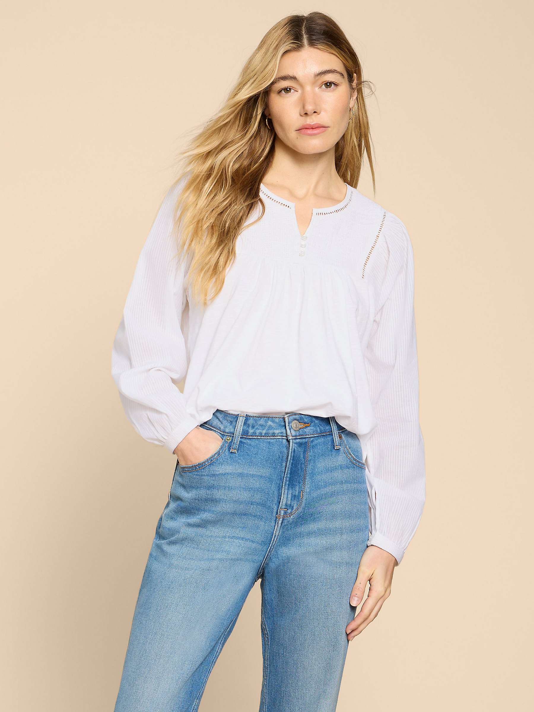 Buy White Stuff Esme Blouson Sleeve Blouse, Brilliant White Online at johnlewis.com