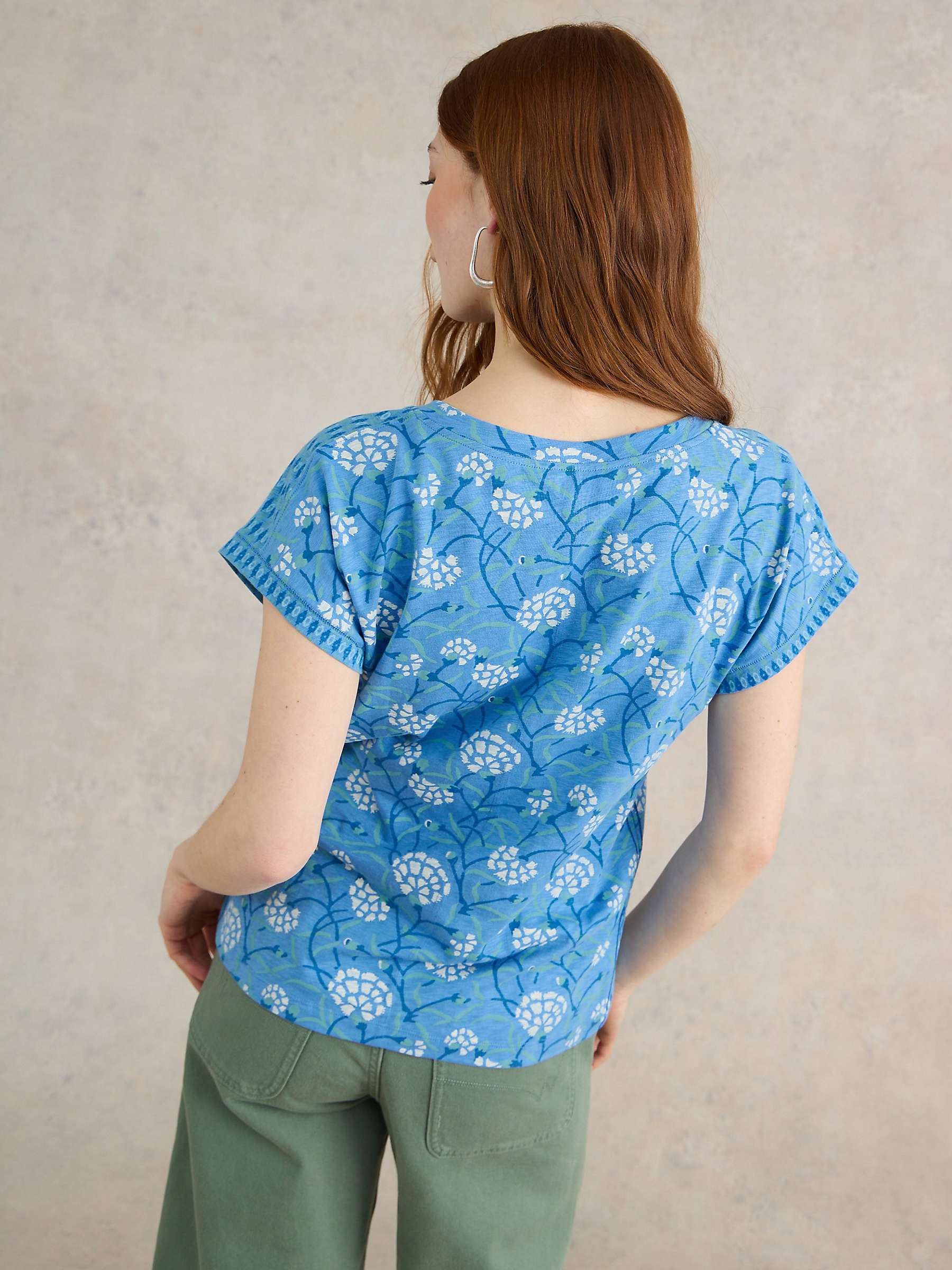 Buy White Stuff Nelly Notch Neck T-Shirt, Blue Online at johnlewis.com