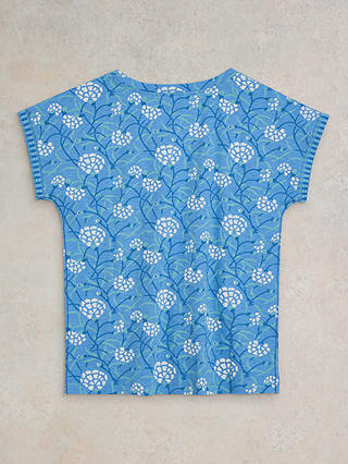 White Stuff Nelly Notch Neck T-Shirt, Blue