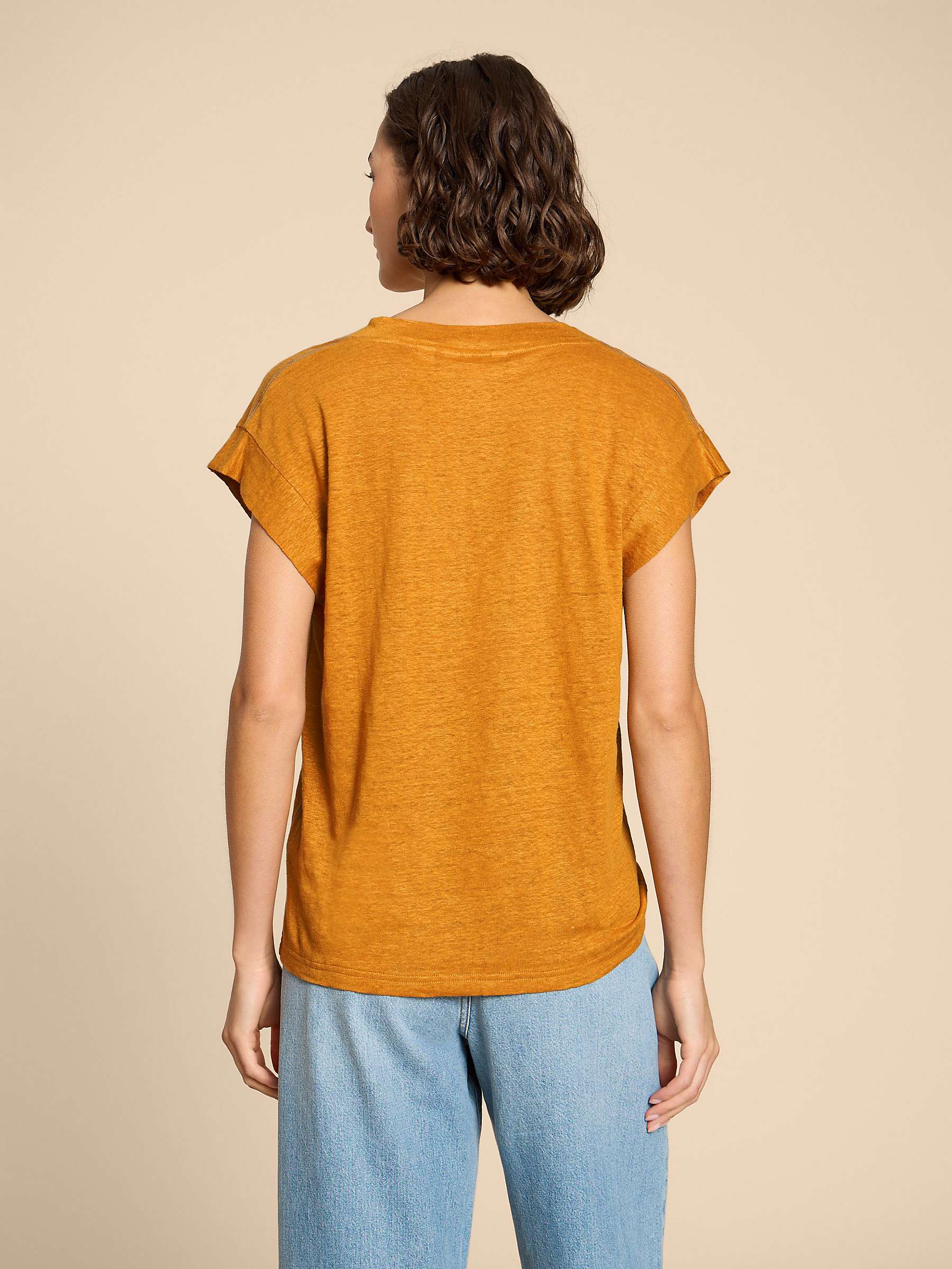 Buy White Stuff Ivy Linen V-Neck T-Shirt, Mid Orange Online at johnlewis.com