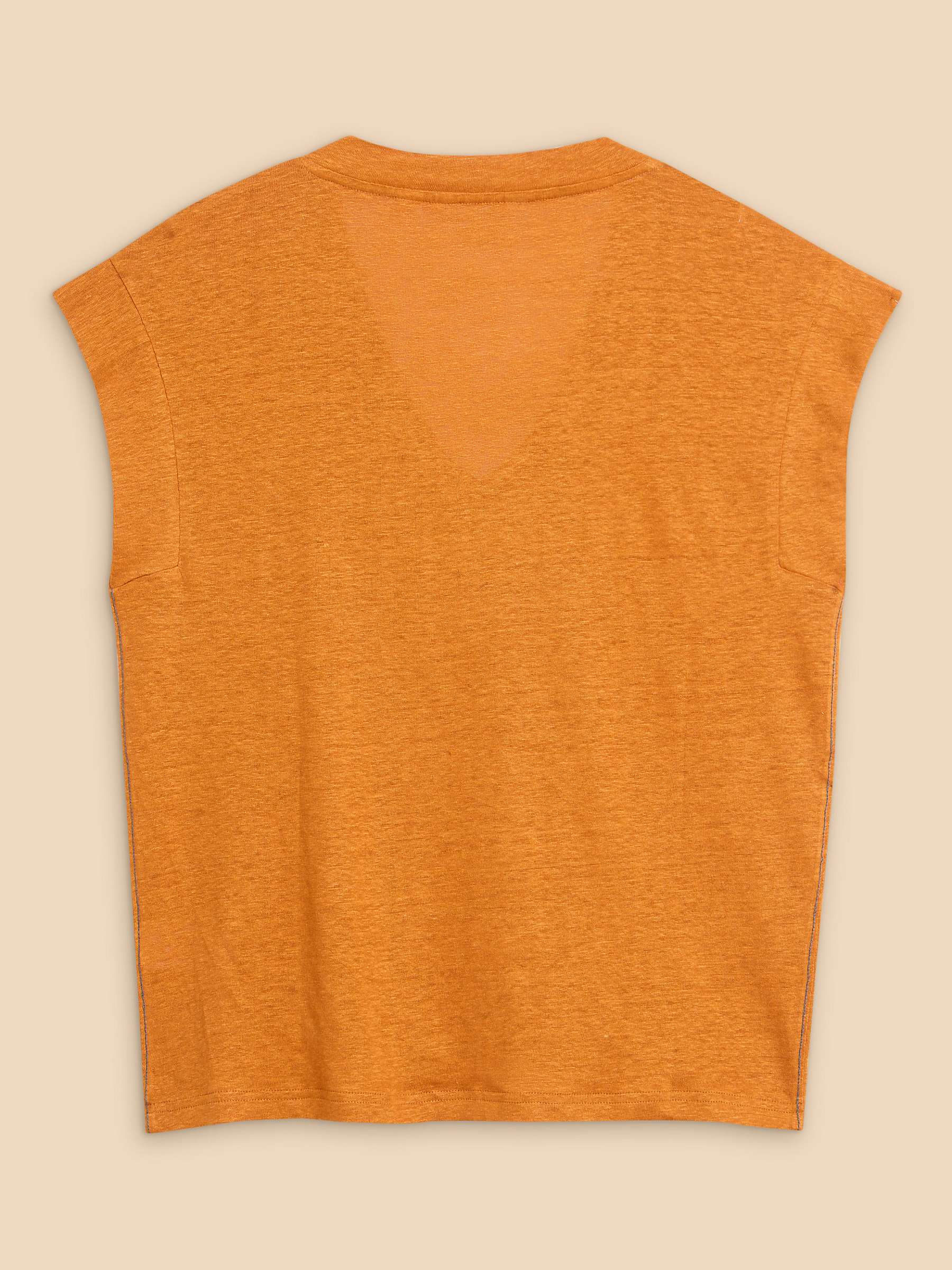 Buy White Stuff Ivy Linen V-Neck T-Shirt, Mid Orange Online at johnlewis.com