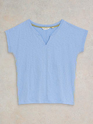 White Stuff Nelly Notch Neck T-Shirt, Light Blue