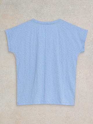 White Stuff Nelly Notch Neck T-Shirt, Light Blue