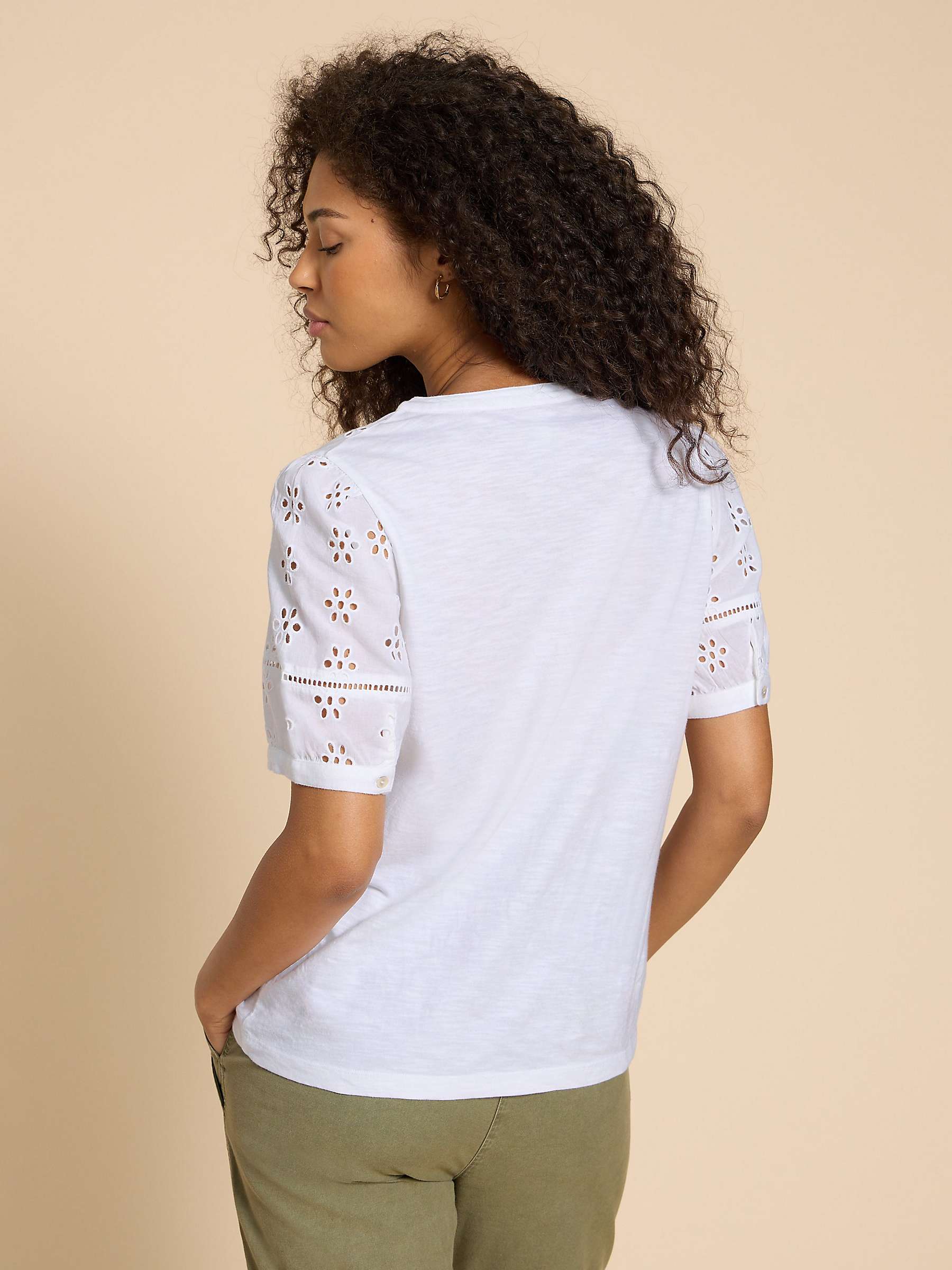 Buy White Stuff Broderie Anglaise Cotton Top, Brilliant White Online at johnlewis.com