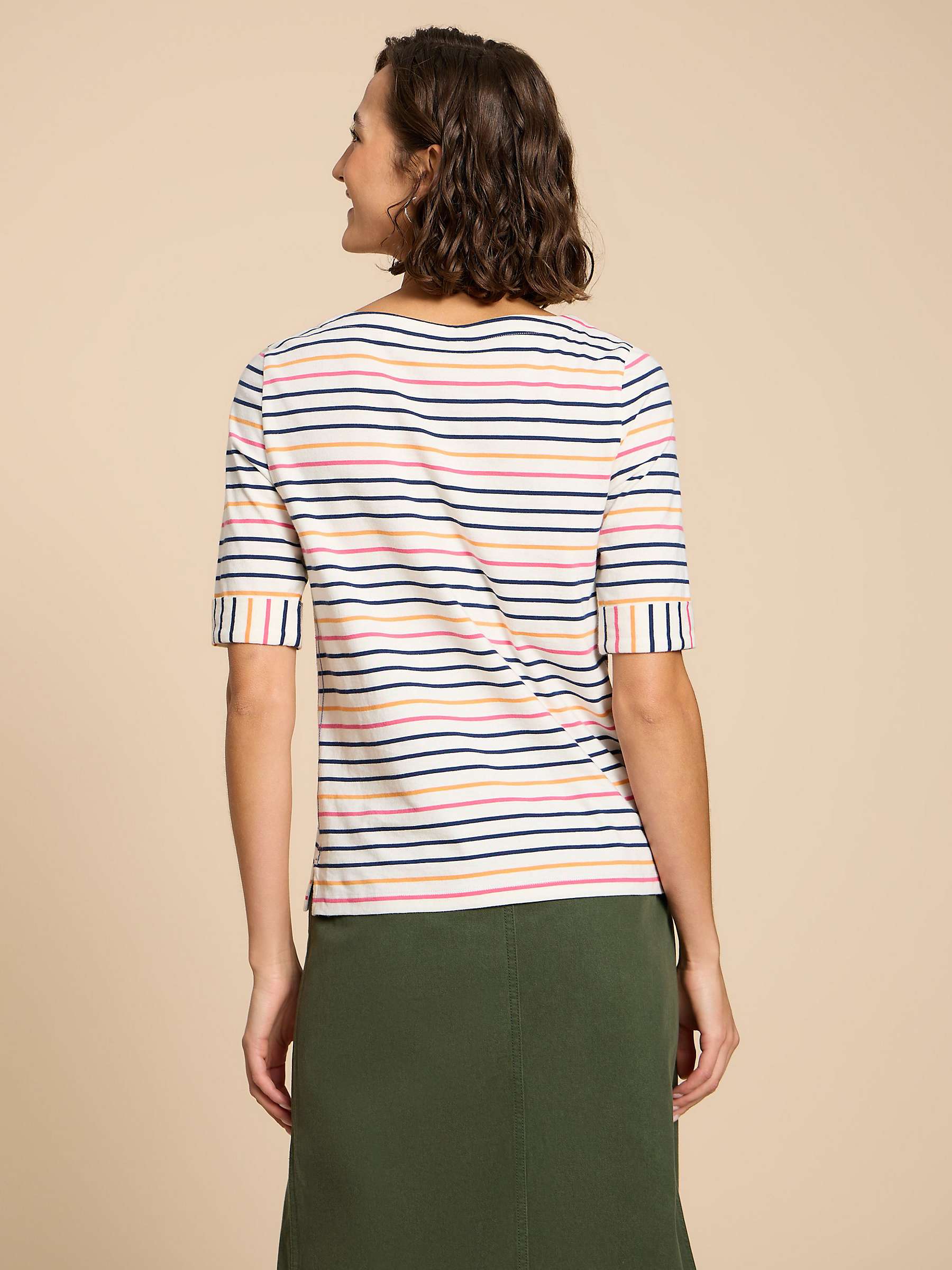 Buy White Stuff Sydney Boat Neck Stripe T-Shirt, Ivory/Multi Online at johnlewis.com