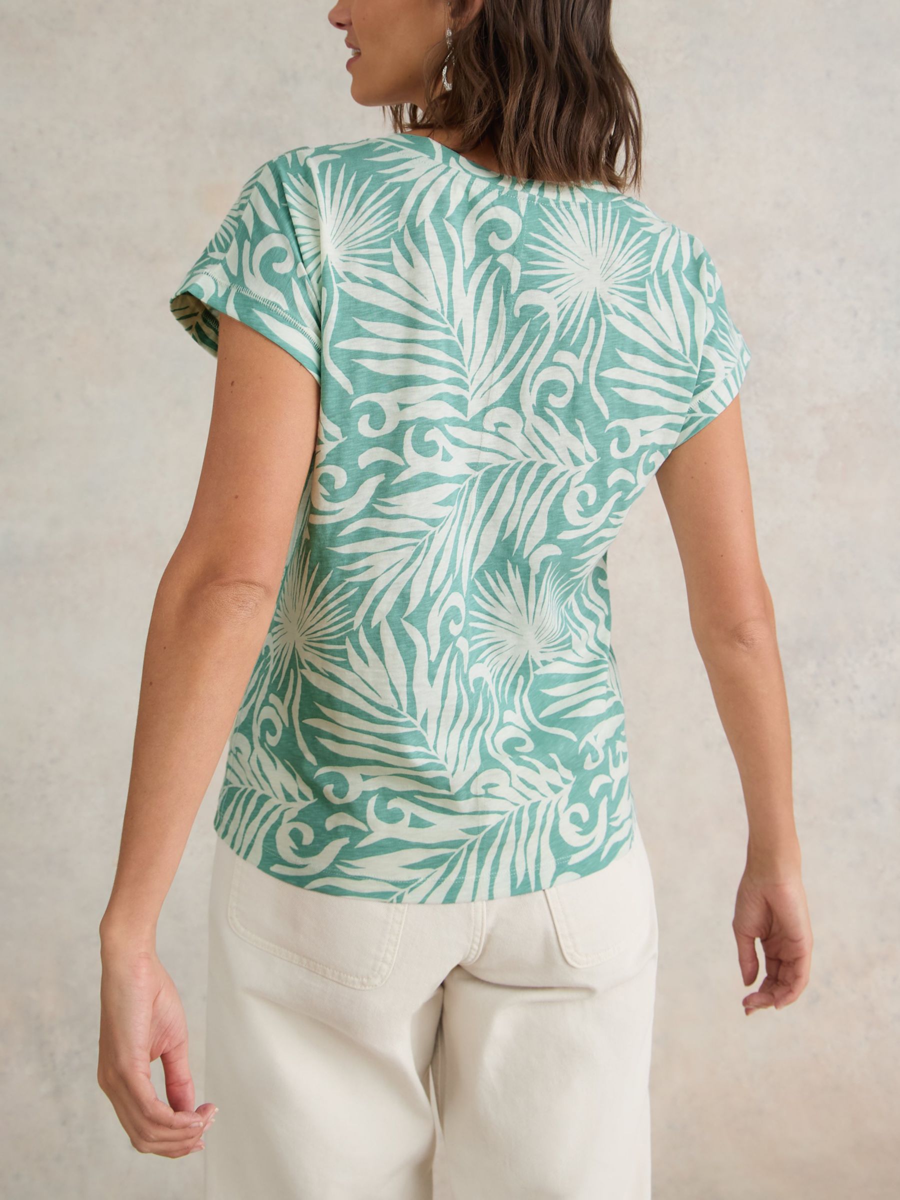 Buy White Stuff Nelly Notch Neck T-Shirt, Teal Online at johnlewis.com