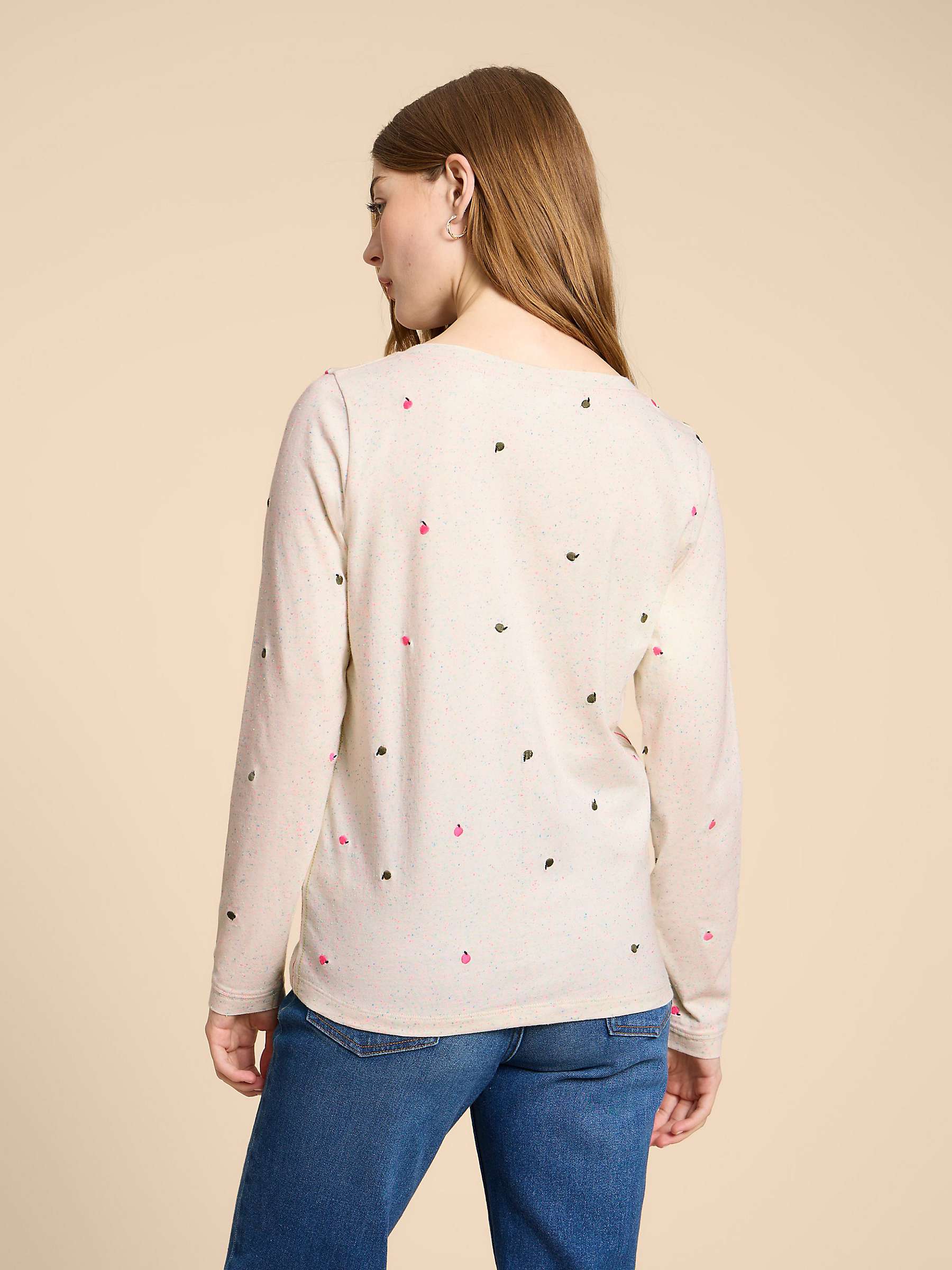 Buy White Stuff Nelly Long Sleeve Embroided T-Shirt, Neutral/Multi Online at johnlewis.com