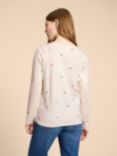 White Stuff Nelly Long Sleeve Embroided T-Shirt, Neutral/Multi, Neutral/Multi