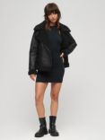 Superdry Faux Shearling Aviator Jacket, Black