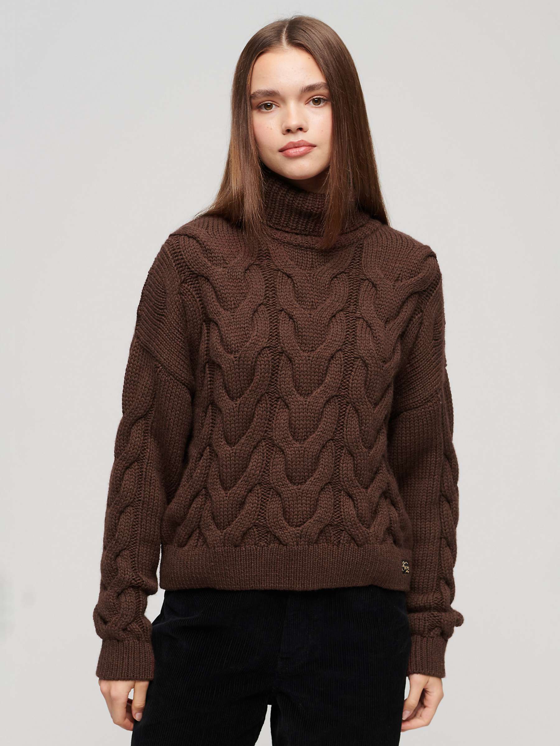 Buy Superdry Wool Blend Chain Cable Knit Polo Jumper Online at johnlewis.com