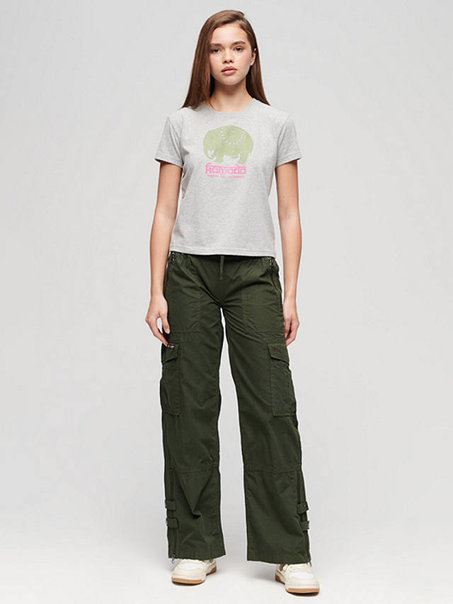 Superdry Low Rise Wide Leg Cargo Pants, Green