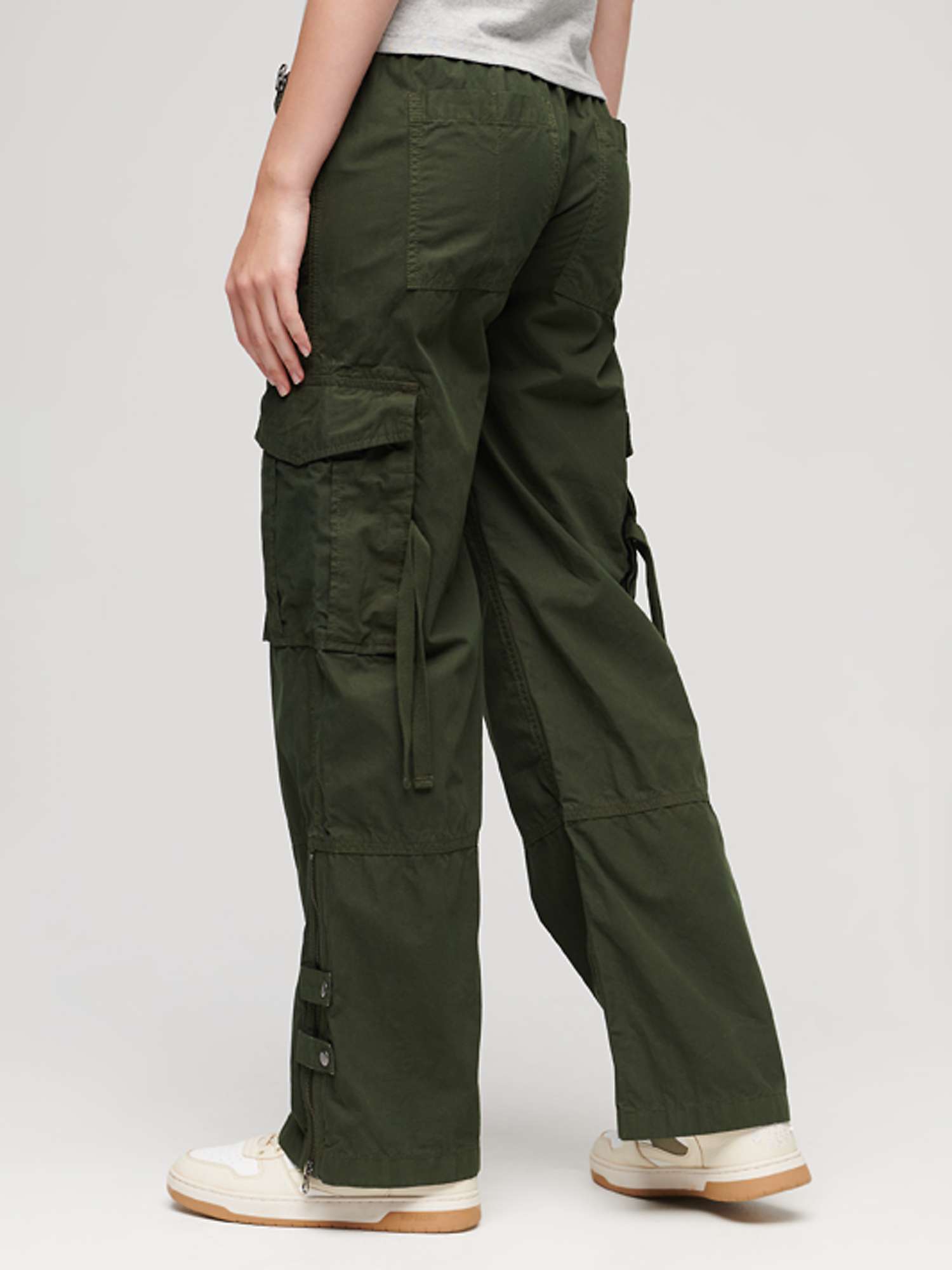 Buy Superdry Low Rise Wide Leg Cargo Pants, Green Online at johnlewis.com
