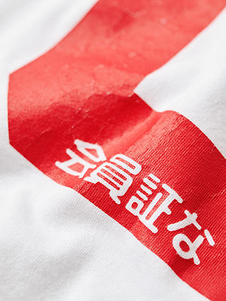 Superdry Osaka 6 Cracked Print 90s T-Shirt, Winterwhite/Red
