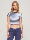 Superdry Vintage Stripe Crop T-Shirt, Purple/Multi