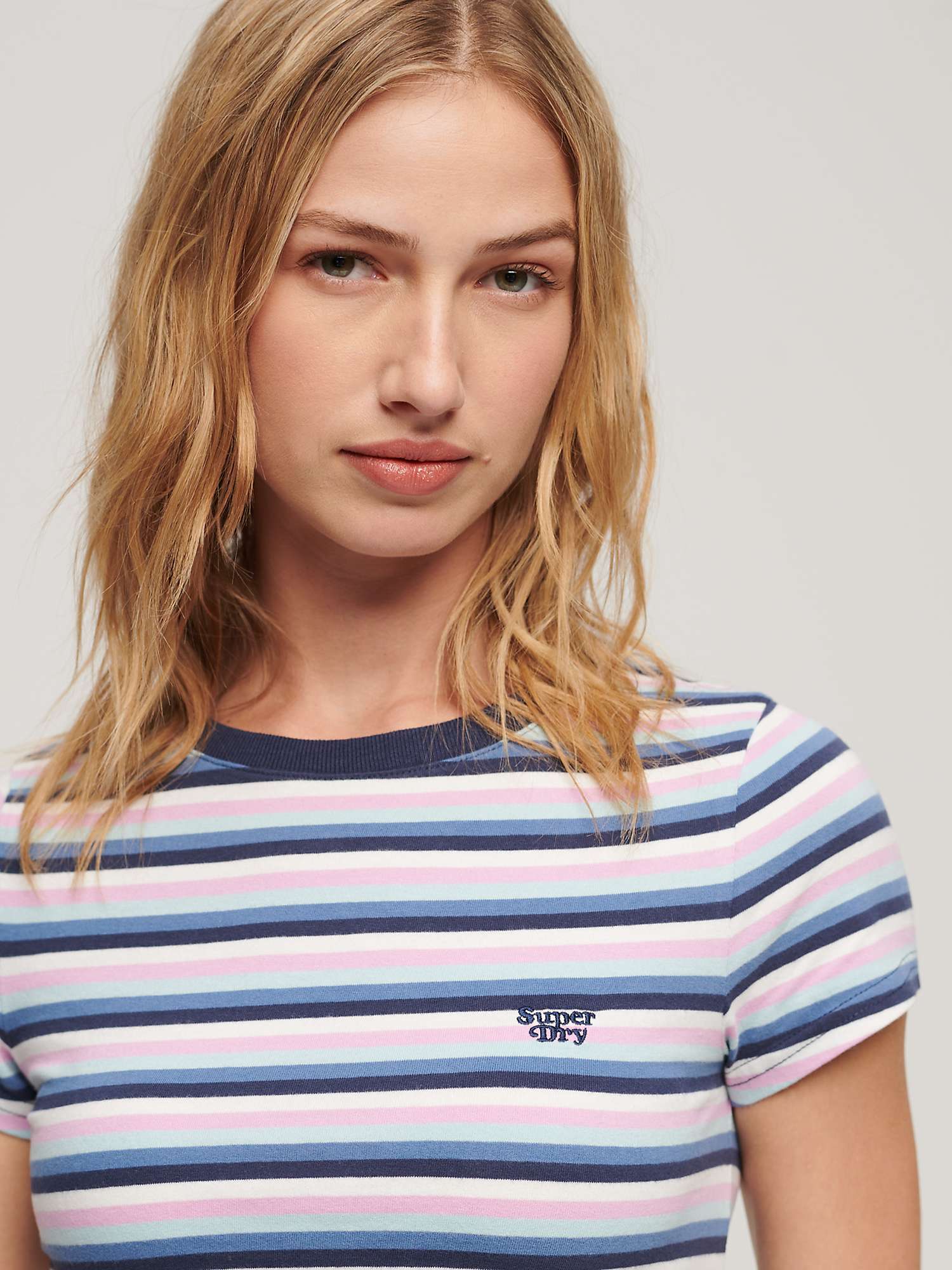 Buy Superdry Vintage Stripe Crop T-Shirt, Purple/Multi Online at johnlewis.com