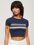 Superdry Vintage Stripe Crop T-Shirt, Preppynavystripe