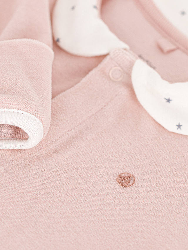 Petit Bateau Baby Star Print Collar Sleepsuit, Saline
