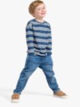 Lindex Kids' Essential Organic Cotton Stripe Long Sleeve Top, Blue