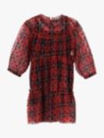 Trotters Kids' Charlotte Tartan Smocked Dress, Red