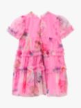 Angel & Rocket Baby Eleanor Floral Print Ruffle Mesh Dress & Bloomer Set, Pink