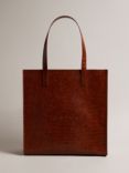 Ted Baker Croccon Large Icon Shopper Bag, Brown Tan