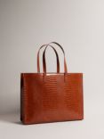 Ted Baker Allicon Croc Large Icon Shopper Bag, Brown Tan