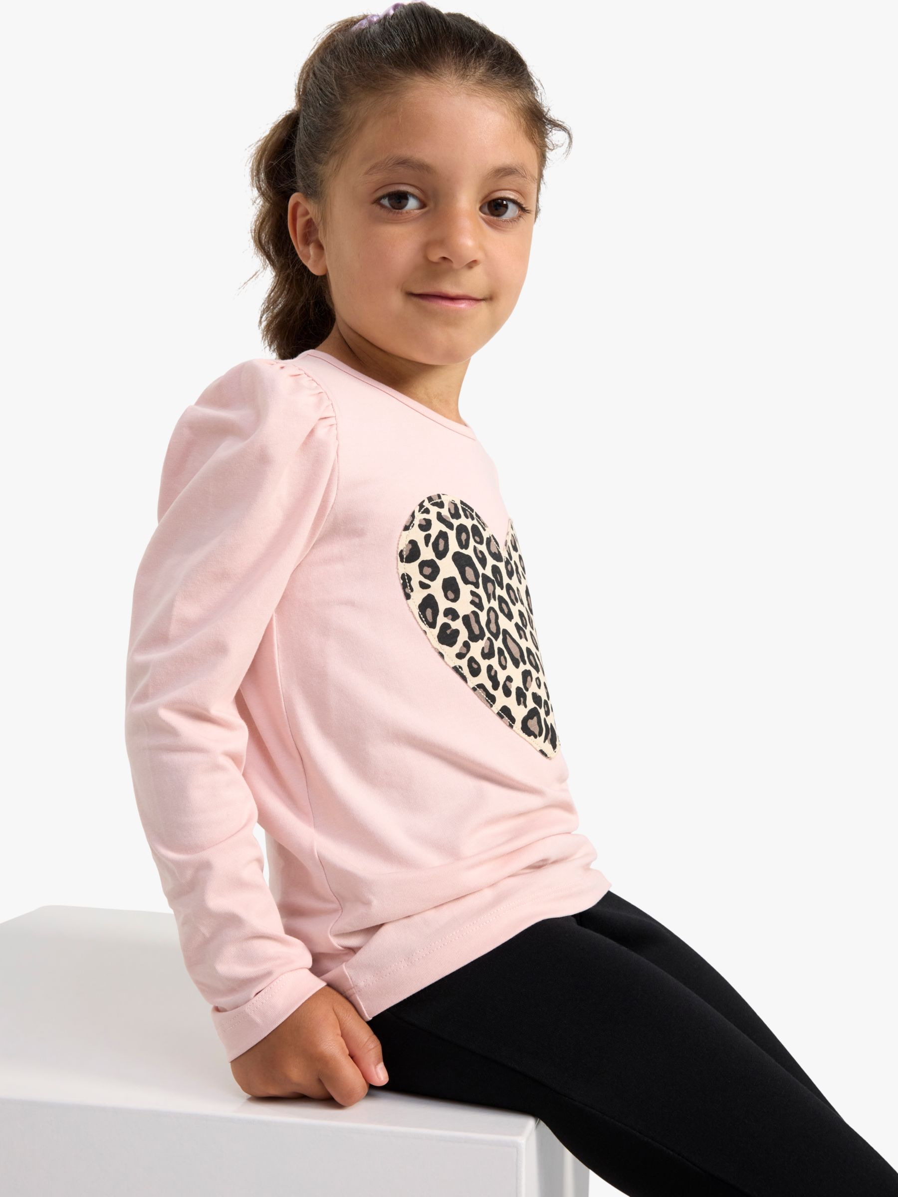 Buy Lindex Kids' Puff Sleeve Heart Top, Pink Online at johnlewis.com
