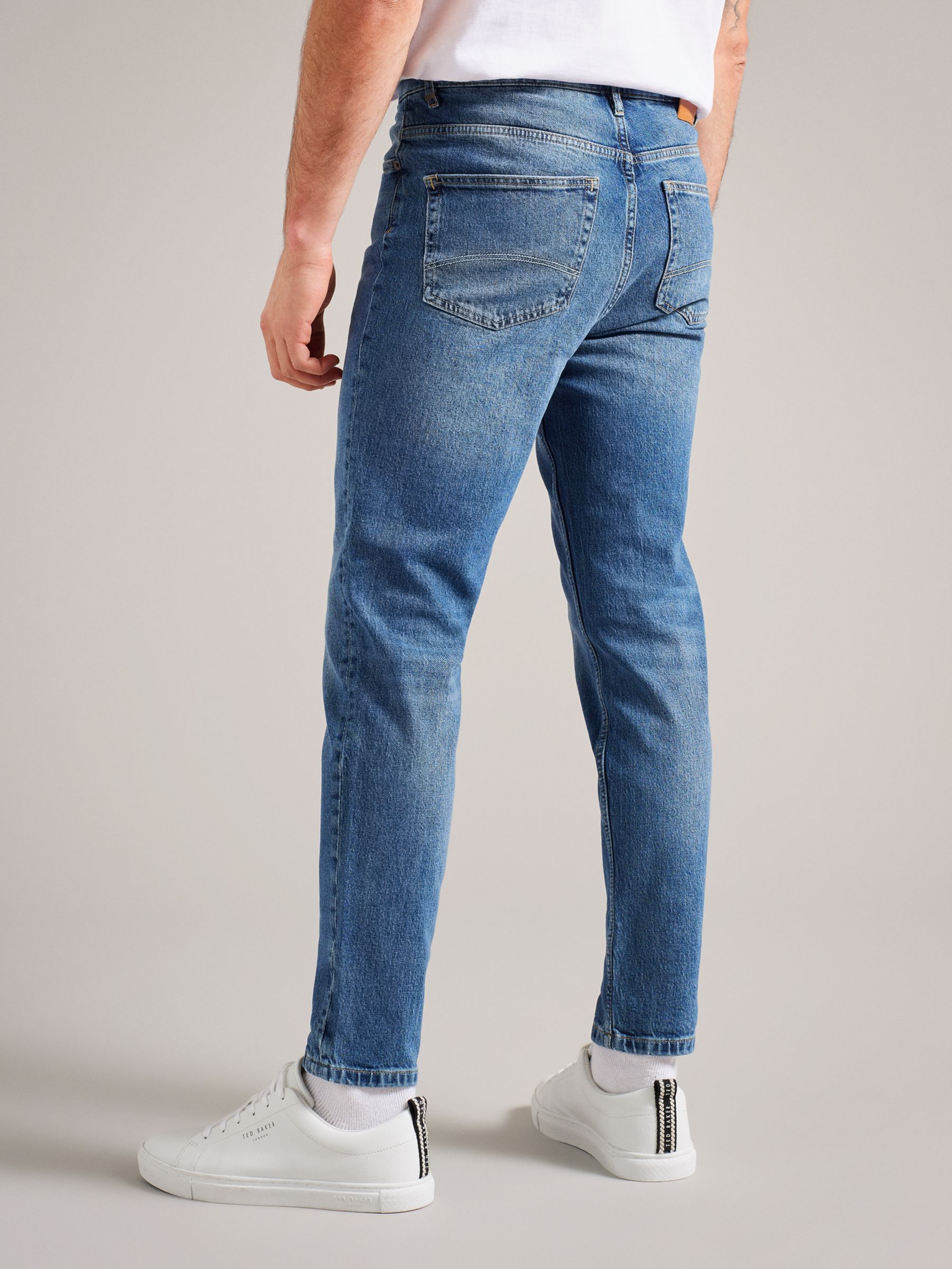 Ted Baker Dyllon Tapered Fit Stretch Jeans, Dark Blue, Blue at John ...