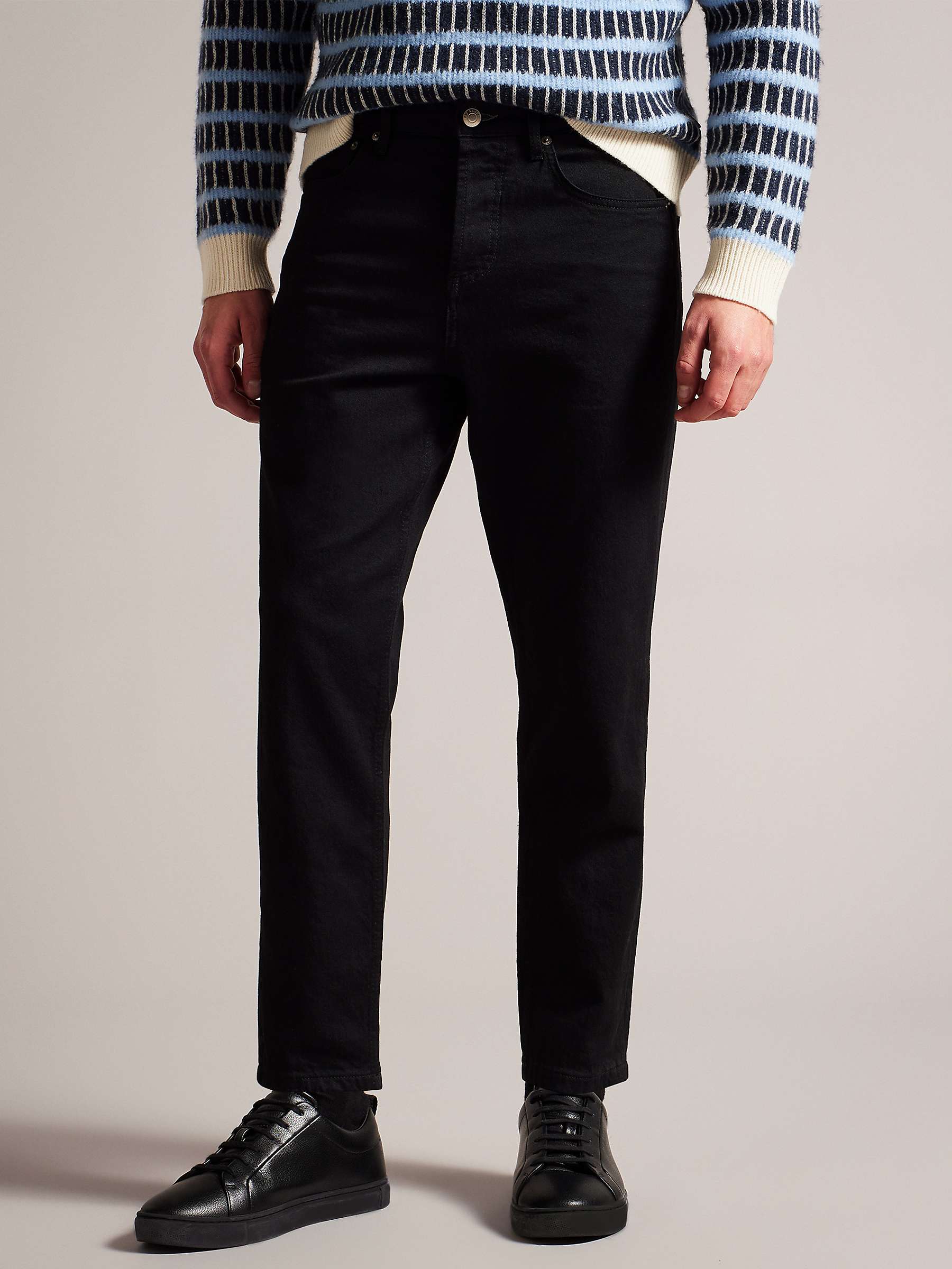 Ted Baker Dyllon Tapered Fit Stretch Jeans, Black at John Lewis & Partners