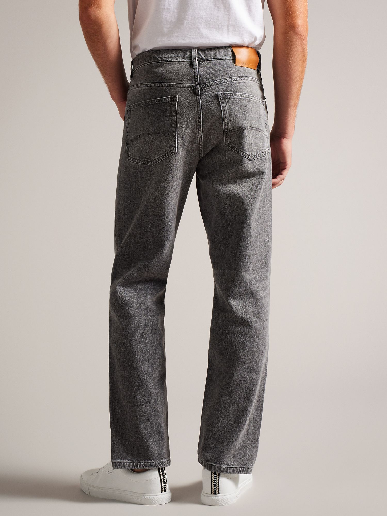 Ted Baker Joeyy Straight Fit Stretch Jeans, Grey Mid at John Lewis ...