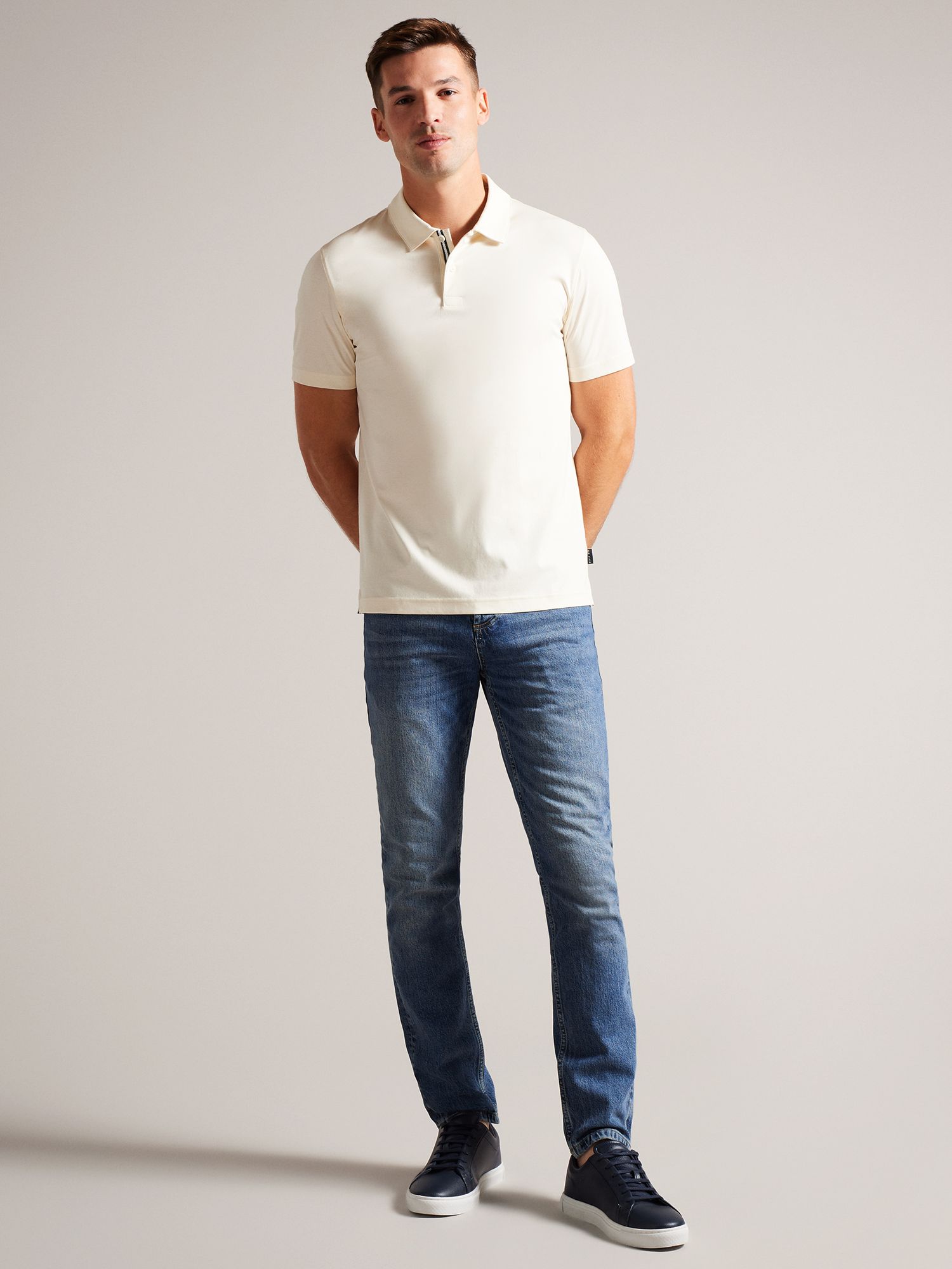 Ted Baker Joeyy Straight Fit Stretch Jeans, Blue Mid at John Lewis ...