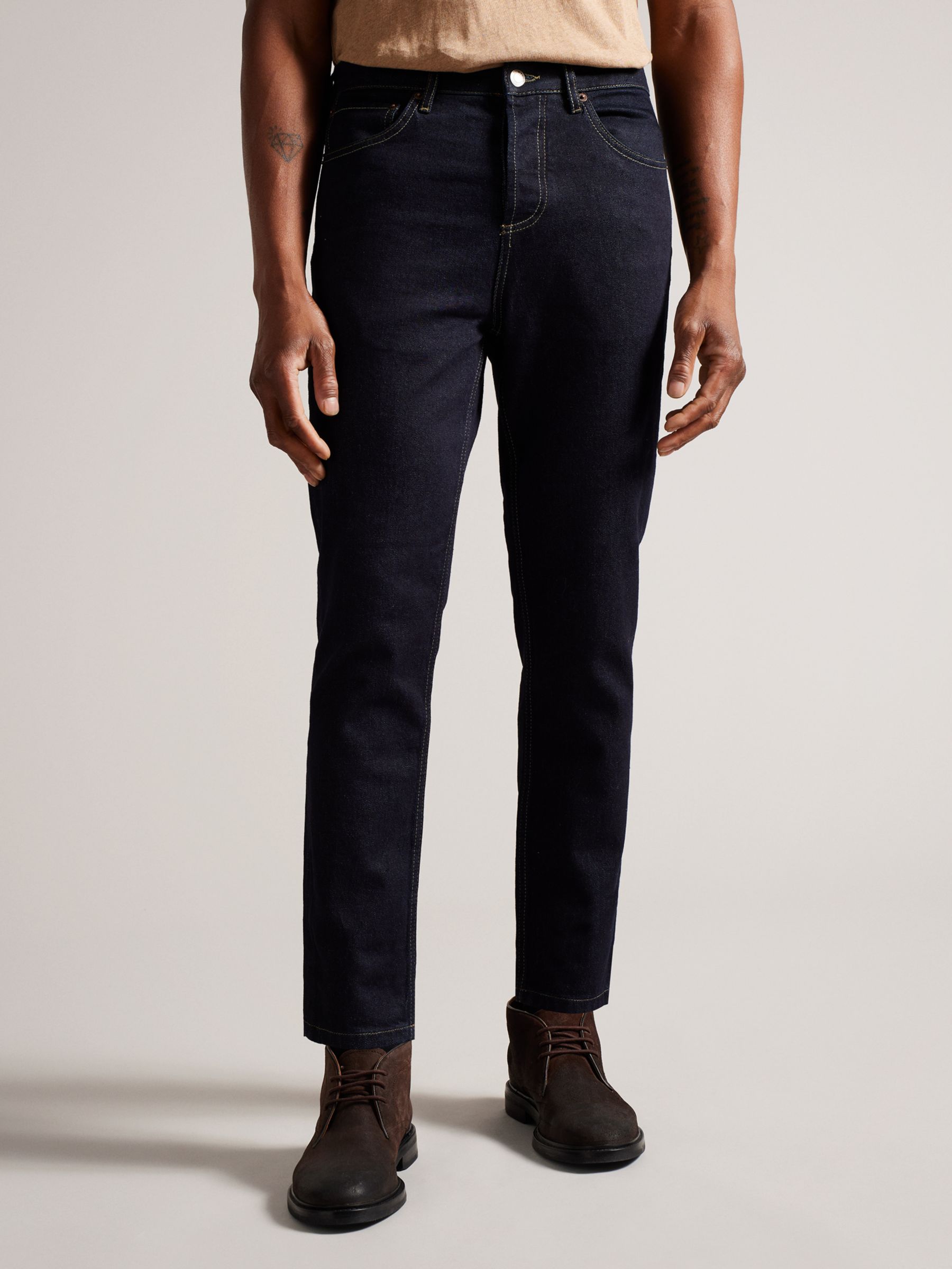 Ted Baker Dyllon Tapered Fit Stretch Jeans, Dark Blue, Blue Dark at ...