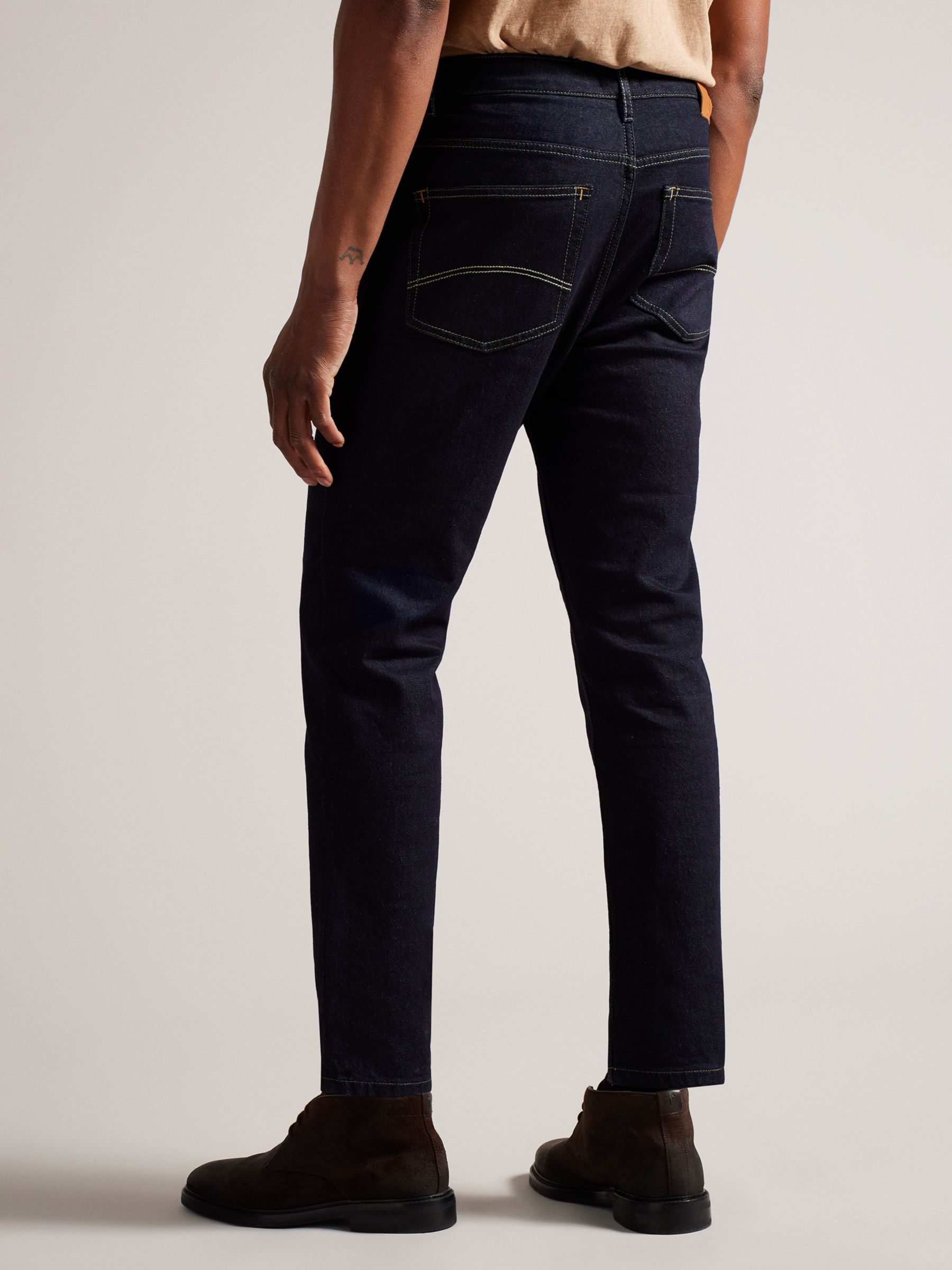 Ted Baker Dyllon Tapered Fit Stretch Jeans, Dark Blue, 28R