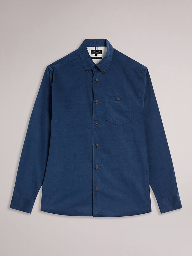 Ted Baker Lecco Long Sleeve Corduroy Shirt, Mid Blue