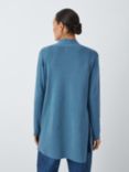 John Lewis Edge Longline Cardigan, Blue Denim