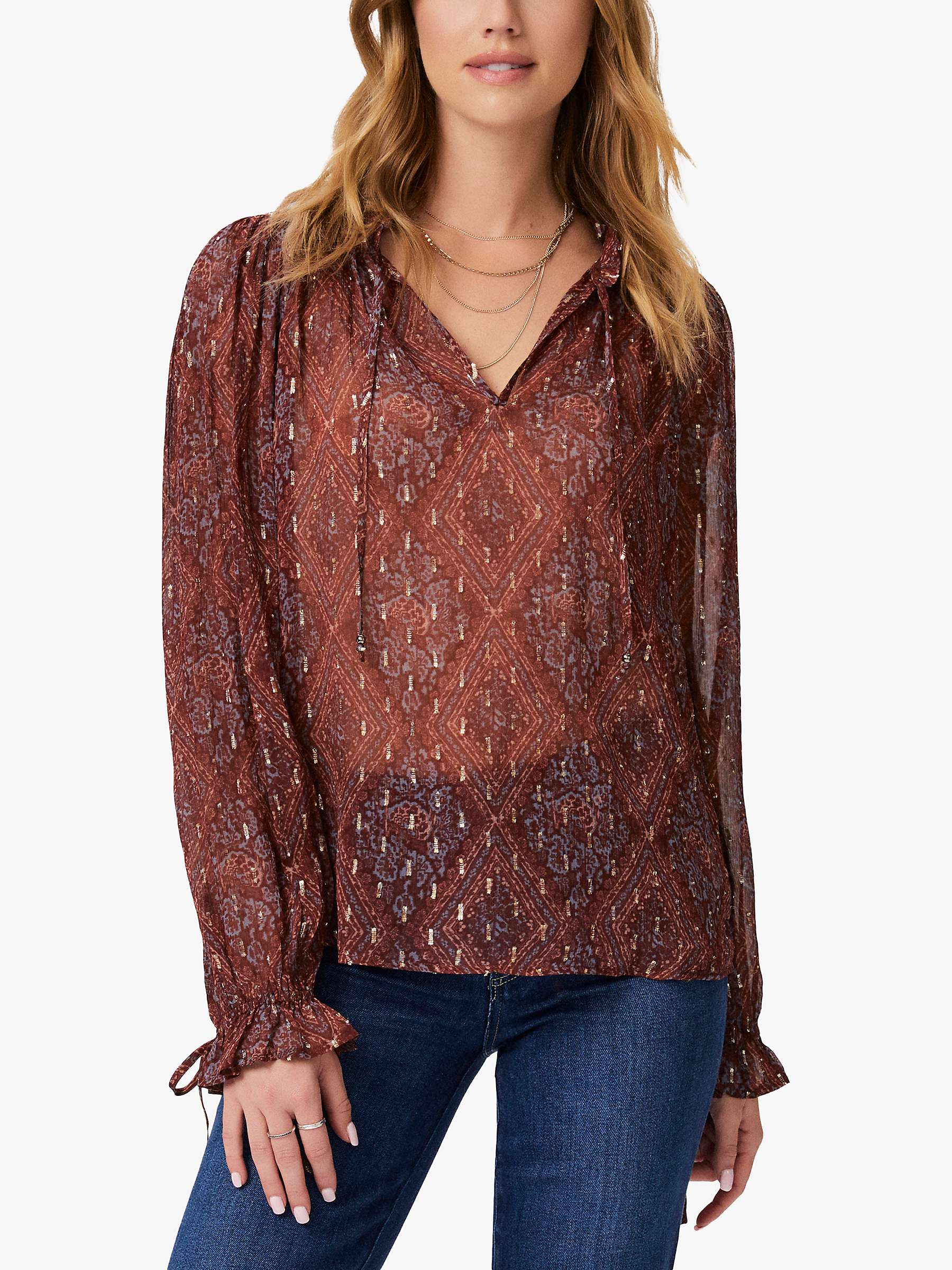 Buy PAIGE Fia Tapestry Print Blouse, Iced Slate/Multi Online at johnlewis.com