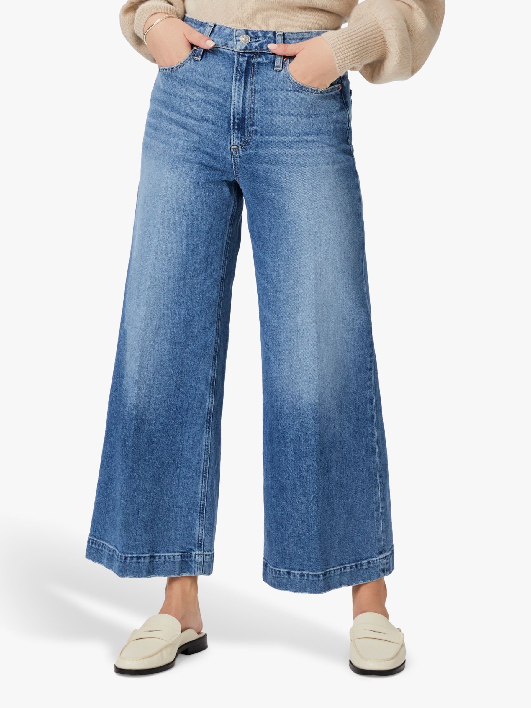 PAIGE Harper Wide Leg Ankle Jeans, Stronghold at John Lewis & Partners