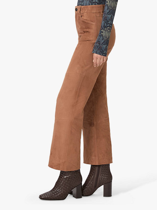 PAIGE Suede Pocket Ankle Trousers, Toffee Bronze