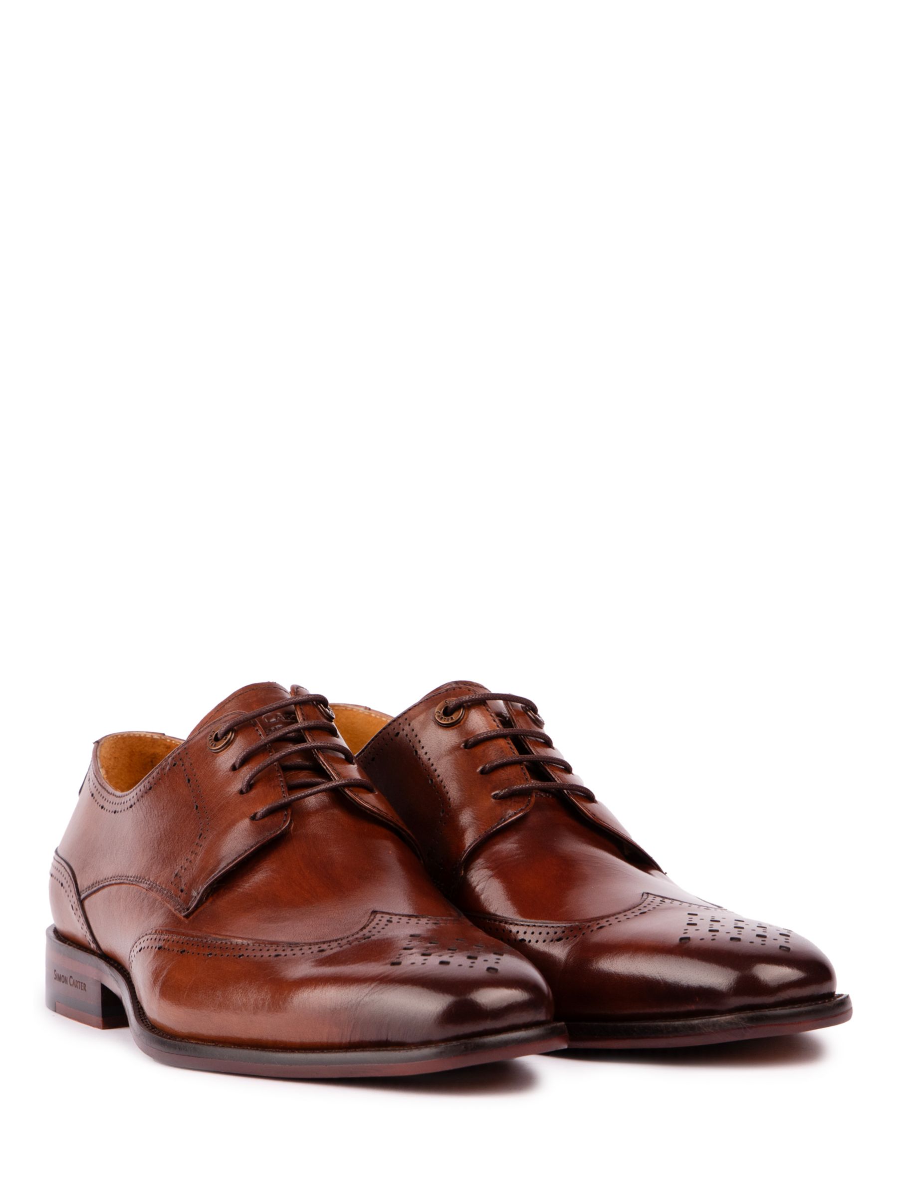 Simon Carter Burrow Leather Brogue Shoes, Tan, 7
