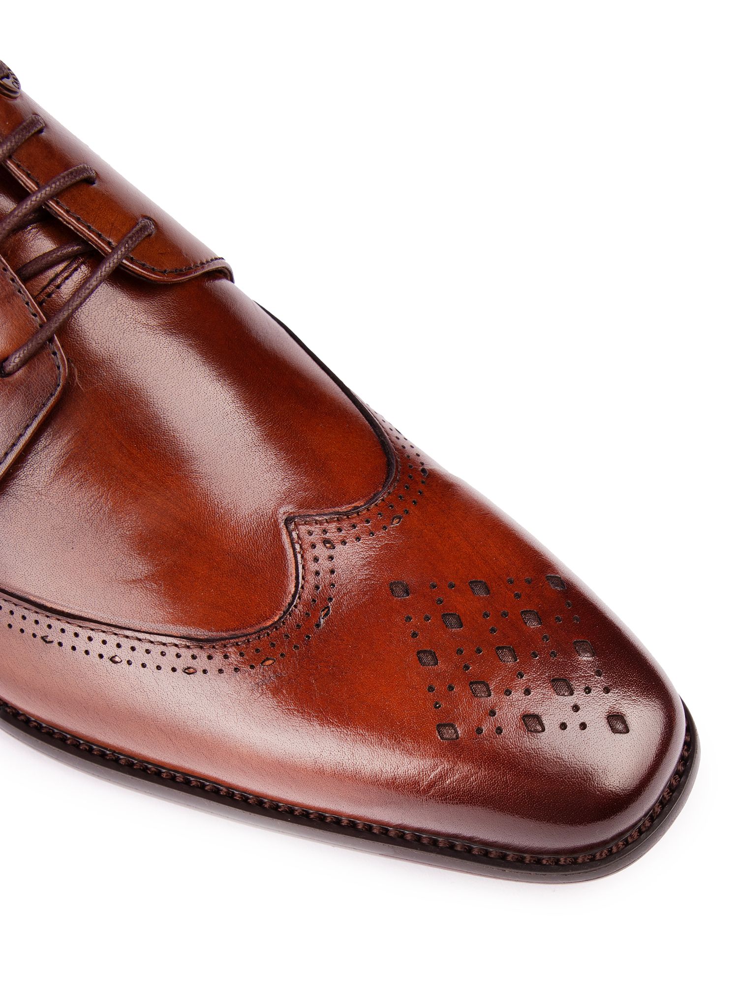 Simon Carter Burrow Leather Brogue Shoes, Tan, 7