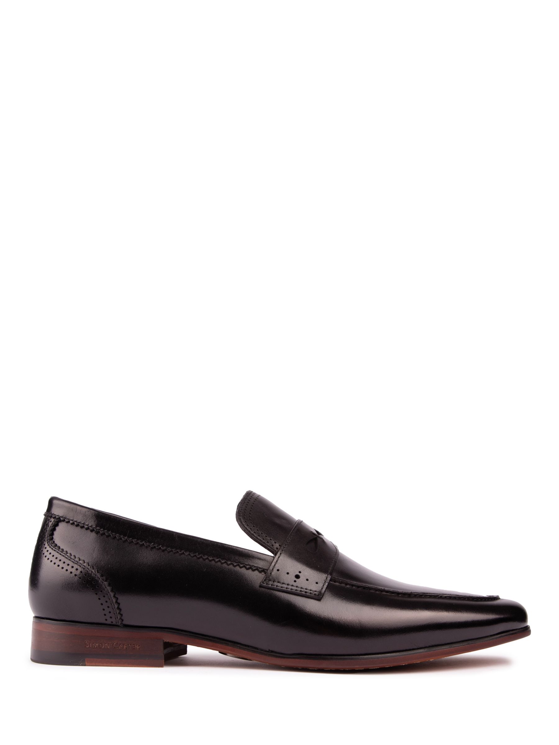 Simon Carter Pike Leather Loafers, Black at John Lewis & Partners
