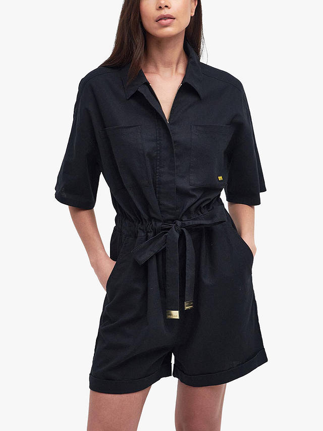 Barbour International Rosell Linen Blend Playsuit, Black