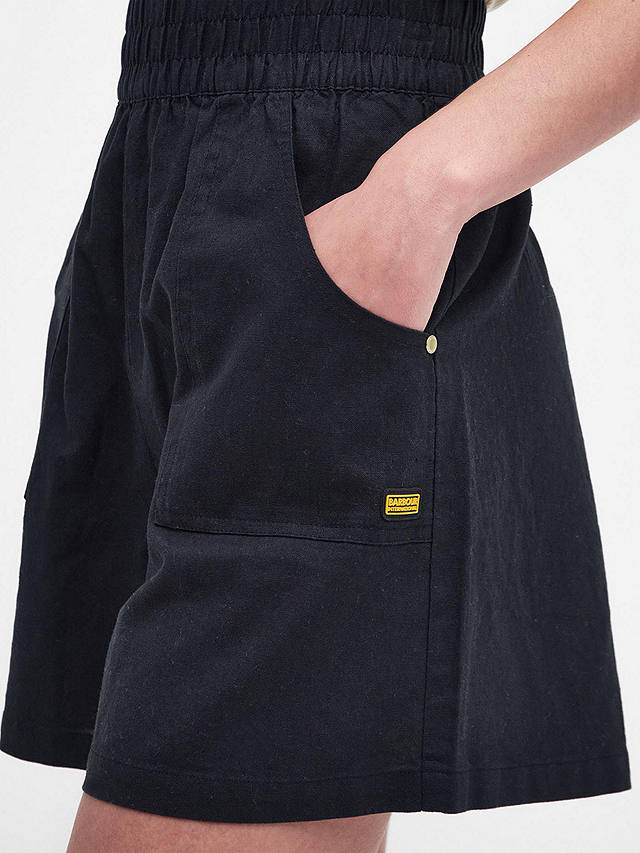 Barbour International  Paeisse Linen Blend Shorts, Black