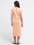 Barbour International Whitson Tie Waist Midi Dress, Peach Melba