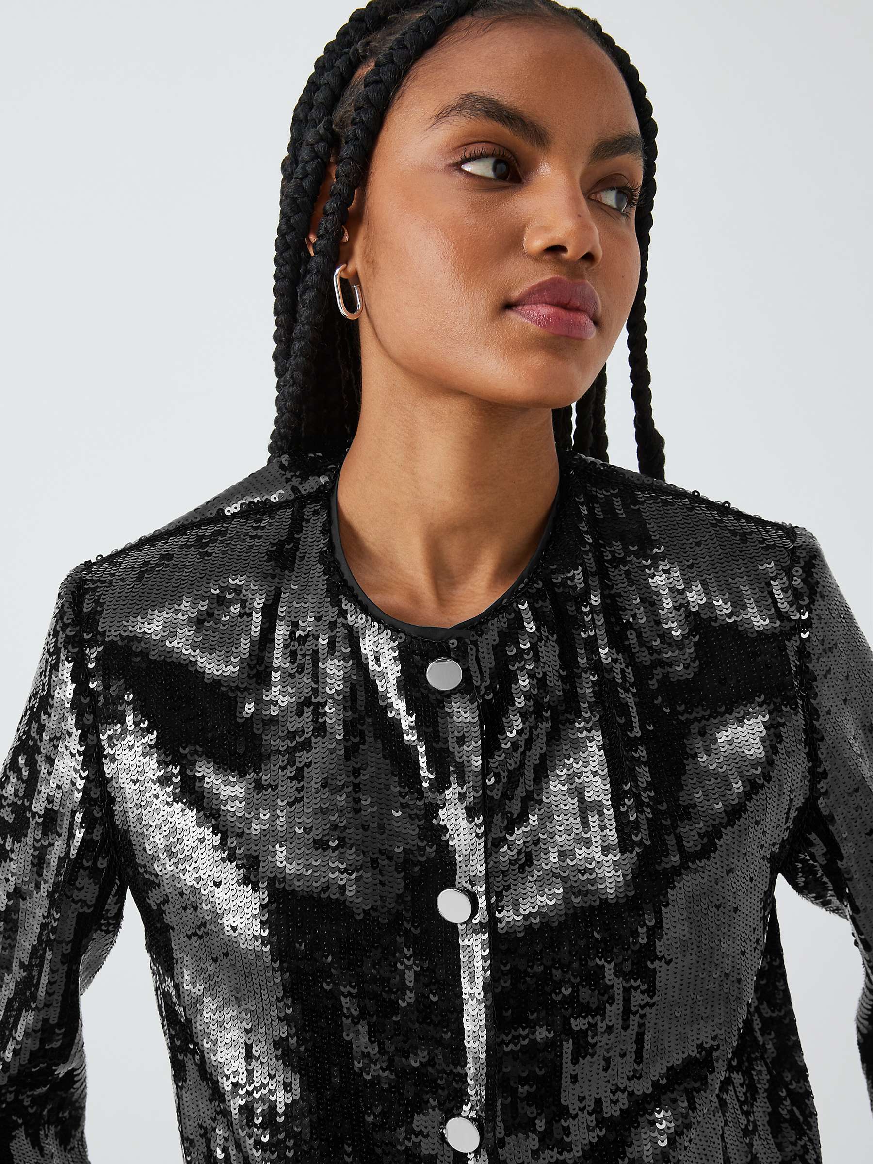 Buy Theory Sequin Cropped Jacket, Black Online at johnlewis.com