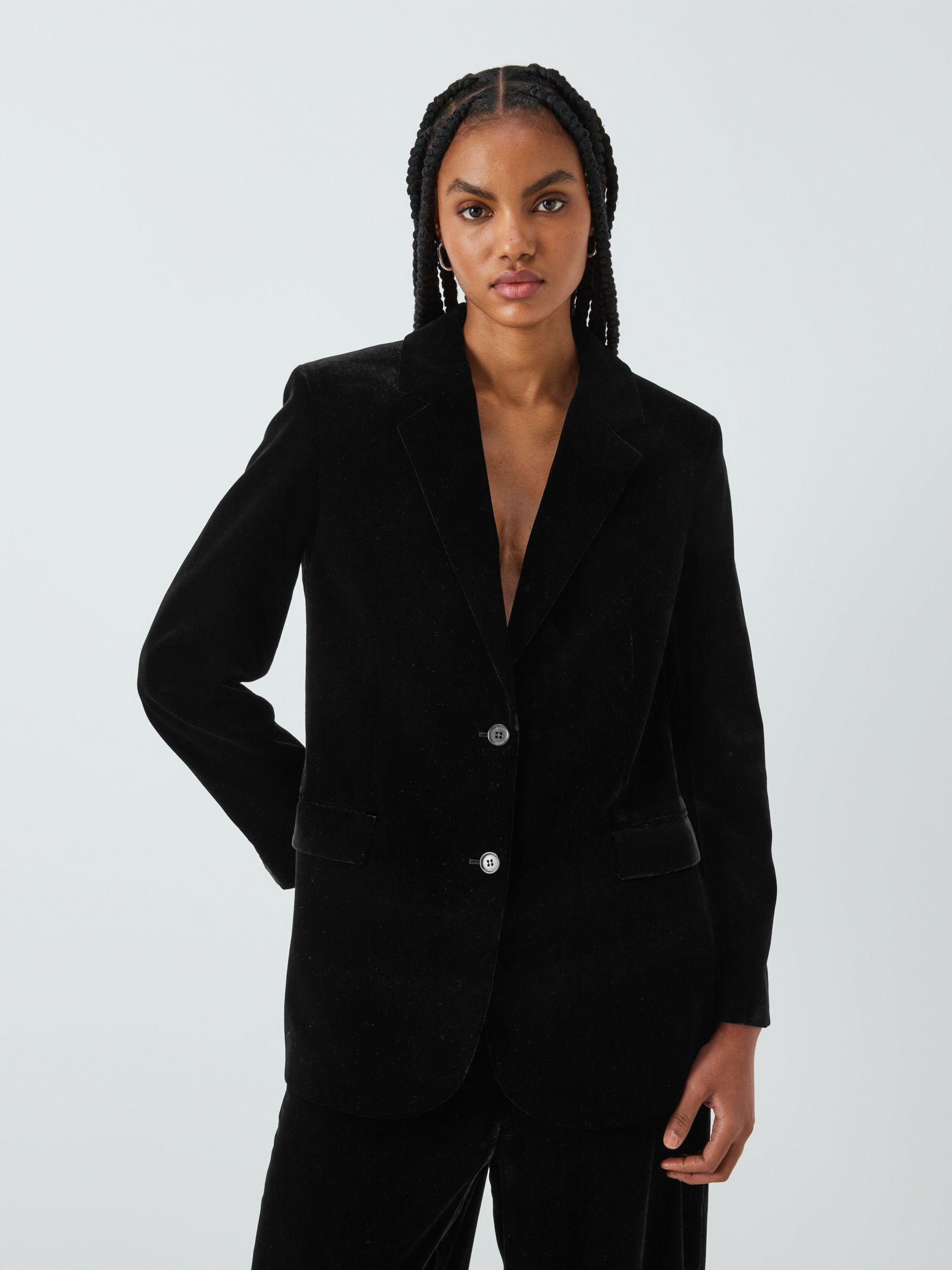 Theory Slim Tailored Velvet Blazer, Black at John Lewis & Partners