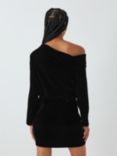 Theory Asymmetric Off Shoulder Velvet Mini Dress, Black