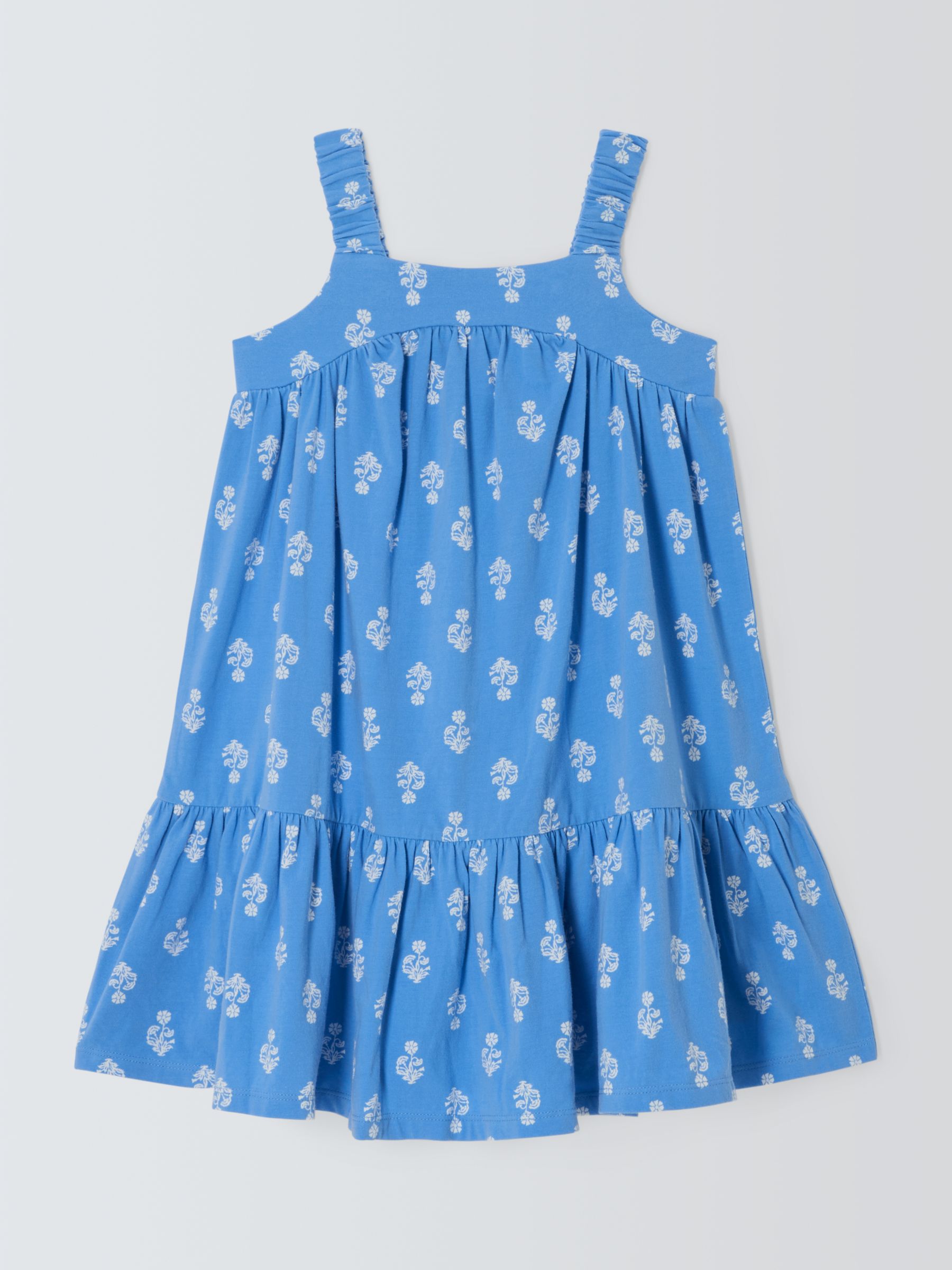 John Lewis Kids' Flower Jersey Swing Dress, Blue, 3 years