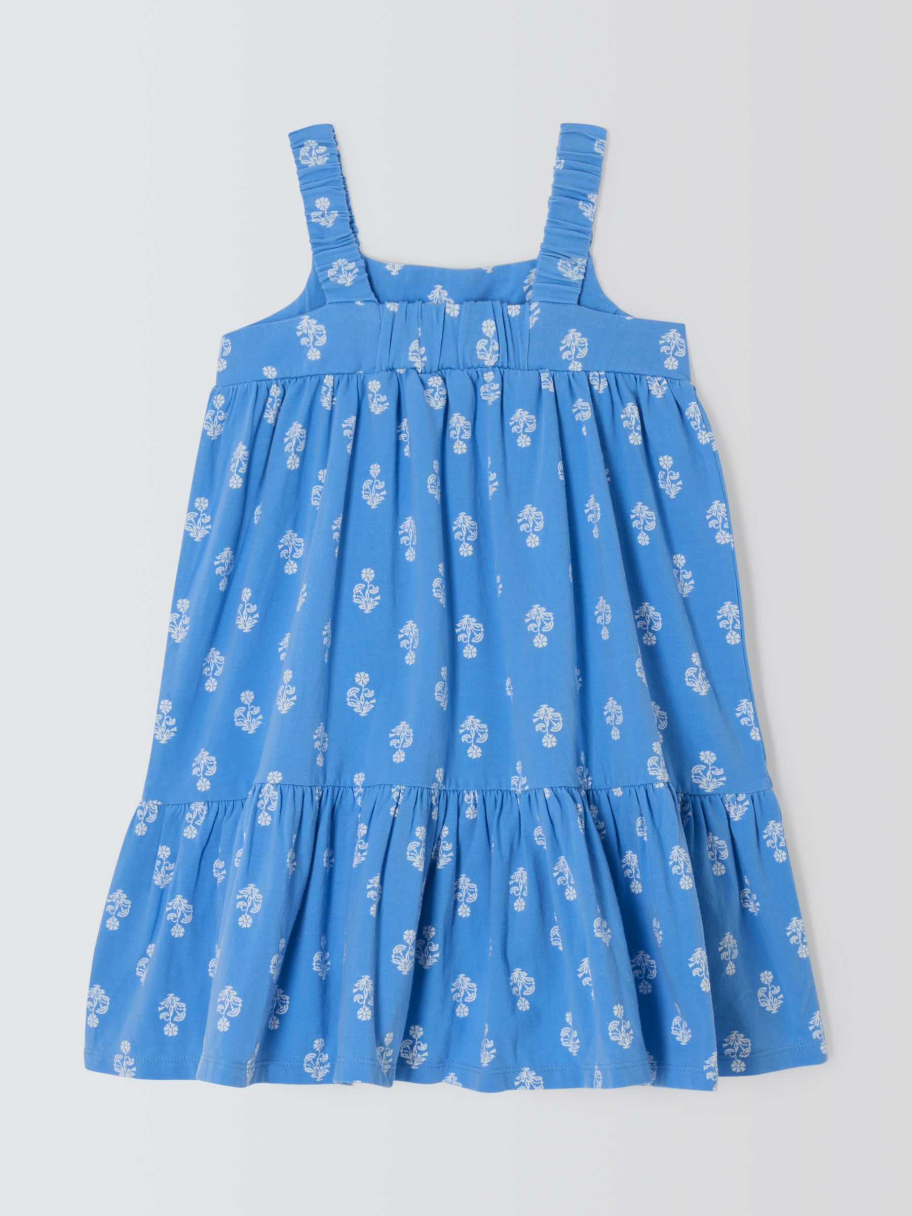 John Lewis Kids' Flower Jersey Swing Dress, Blue, 3 years